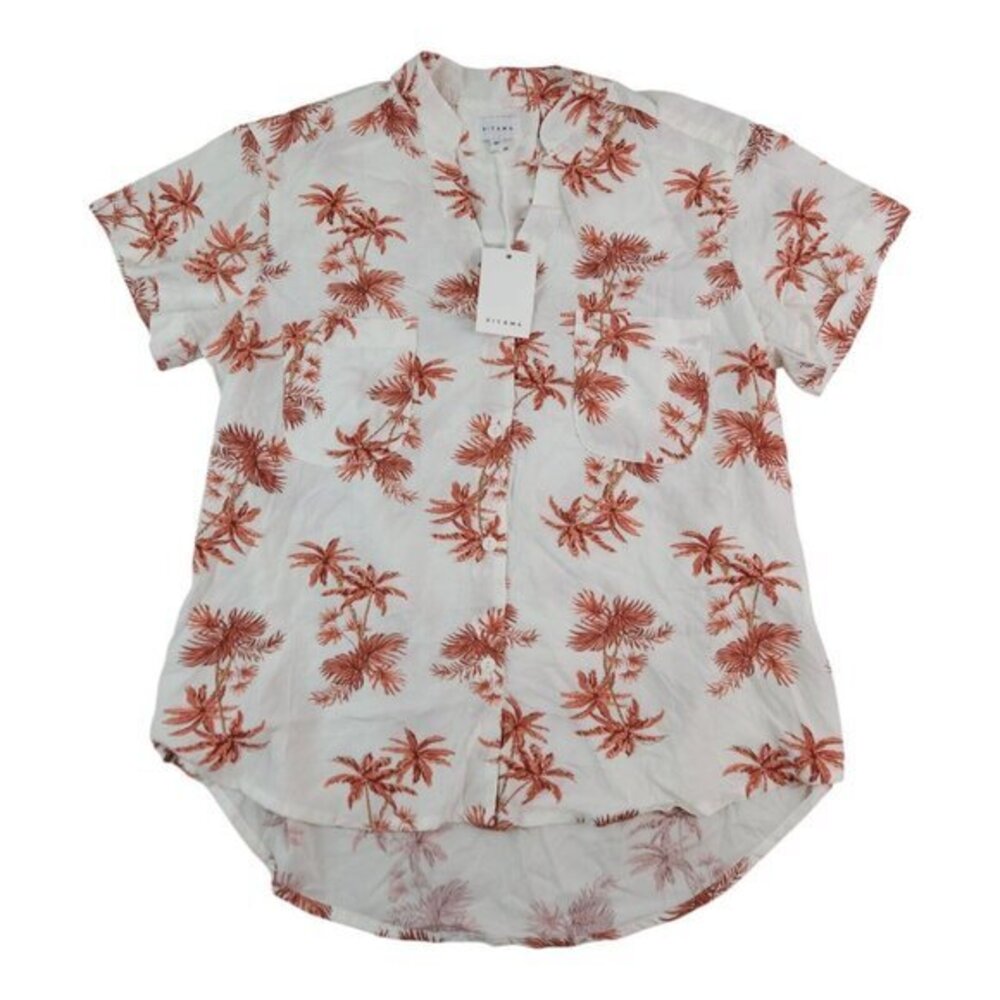 New Piyama Vintage Palm‎ Sunset Pajama Shirt Rayon Button Up Womens Medium